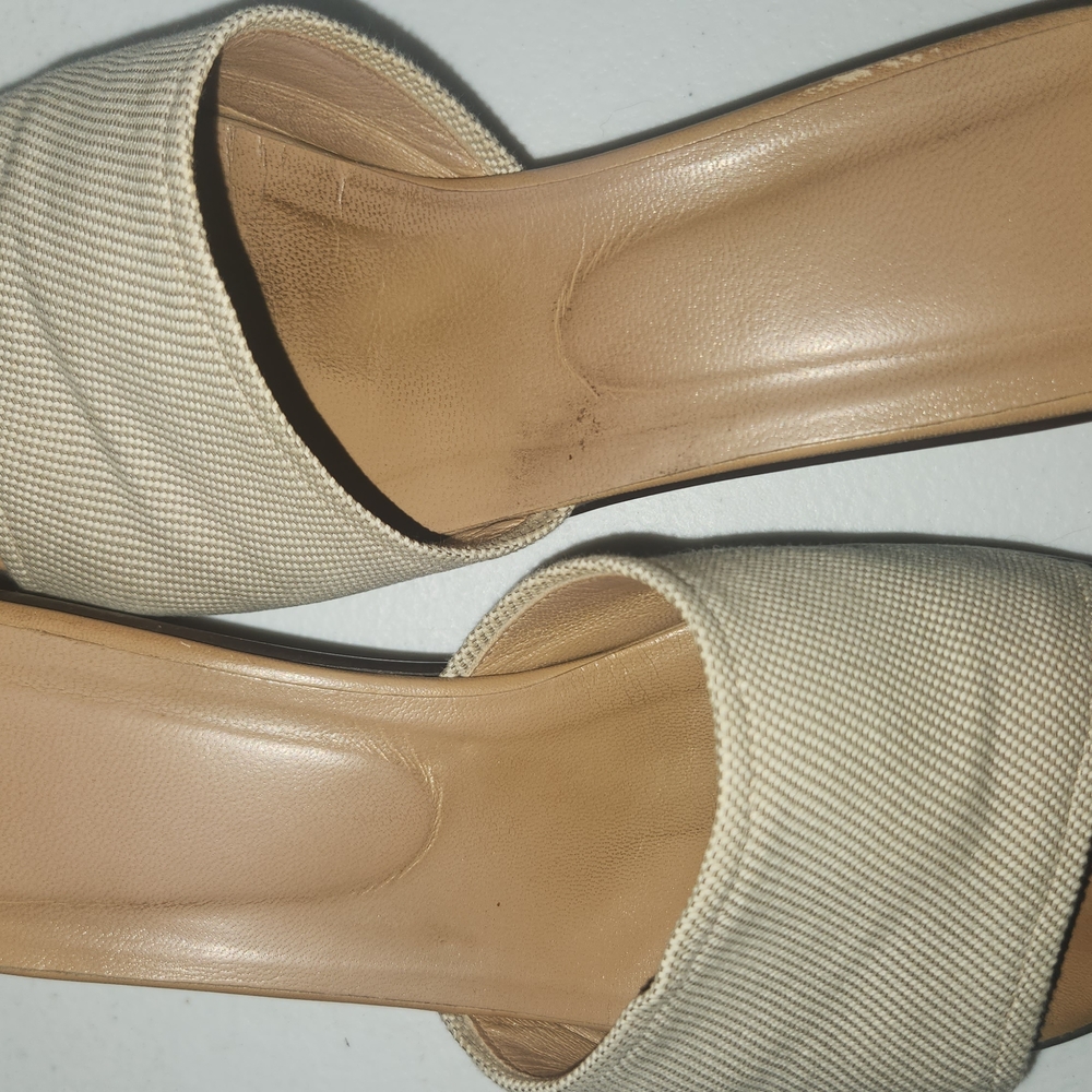 Stuart Weitzman Beige Textured Mules